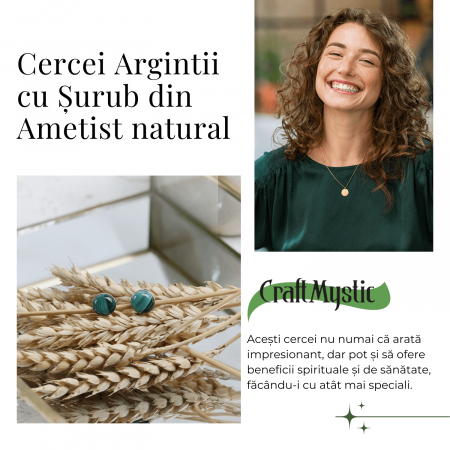 Cercei Argintii cu Citrin si Inchidere Clasica cu Surub [5]