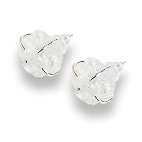 Varsator - Cristalul puritatii – Cercei stud argintii cu cuart transparent natural