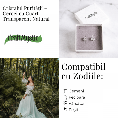Cristalul puritatii – Cercei stud argintii cu cuart transparent natural [3]