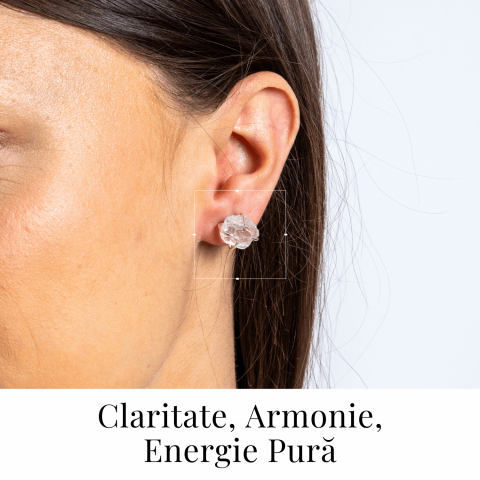 Cristalul puritatii – Cercei stud argintii cu cuart transparent natural [1]