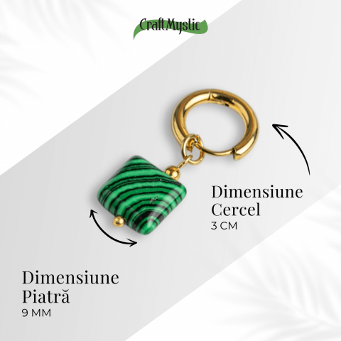 Energie Verde – Cercei cu Malachit Sintetic si Design Minimalist [3]