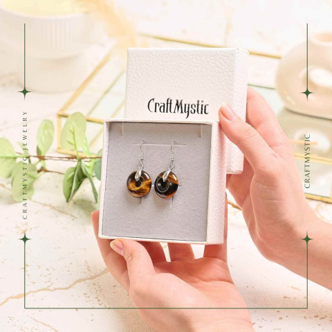 Cercei Argintii Ochi de Tigru Forma Pi - Protectie si Incredere [6]