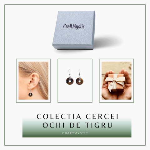Cercei Argintii Ochi de Tigru Forma Pi - Protectie si Incredere [7]