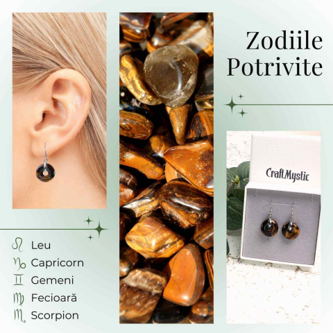 Cercei Argintii Ochi de Tigru Forma Pi - Protectie si Incredere [3]