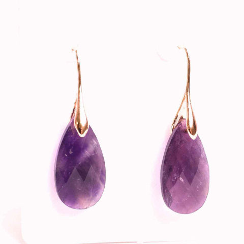 Ametist - Cercei Aurii eleganti cu Ametist natural Fatetat – Eleganta si Calm Interioar