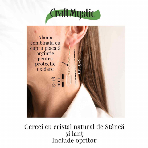 Cercei Aurii cu Lant si Cristal de Stanca, Claritate si Eleganța [3]