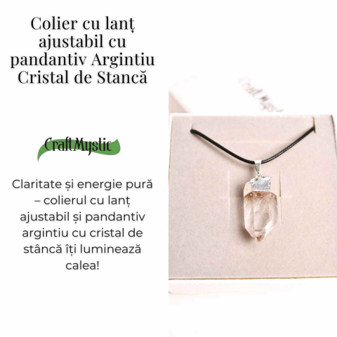 Colier cu pandantiv argintiu din cuart de stanca – Claritate si Energie Pozitiva [2]