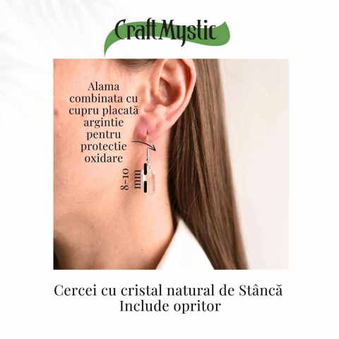 Cercei Argintii cu Cristal de Stanca, Claritate si Eleganta Naturala [3]