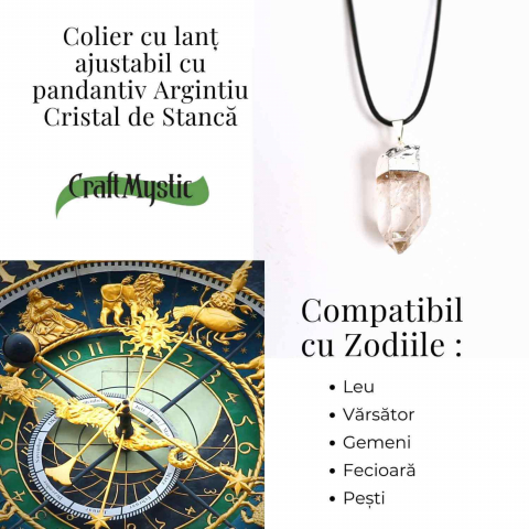Colier cu pandantiv argintiu din cuart de stanca – Claritate si Energie Pozitiva [4]