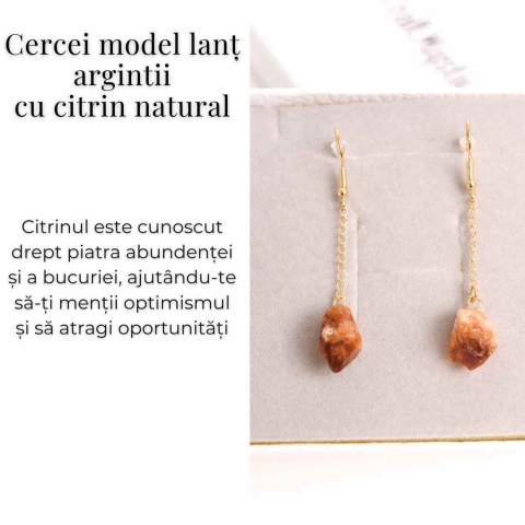 Cercei Aurii cu Citrin Brut – Prosperitate si Eleganta Naturala [2]