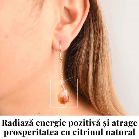 Cercei Aurii cu Citrin Brut – Prosperitate si Eleganta Naturala [1]