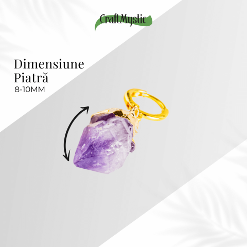 Cercei Aurii cu Ametist Brut Natural –Energie si Echilibru [3]