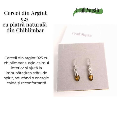 Cercei din Argint 925 cu Chihlimbar - Simbolul Infinit pentru Echilibru si Eleganta [4]
