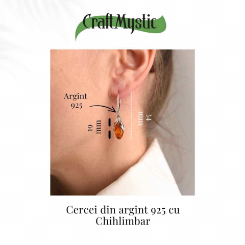 Cercei Argint 925 cu Chihlimbar - Protectie si Eleganta Naturala [2]