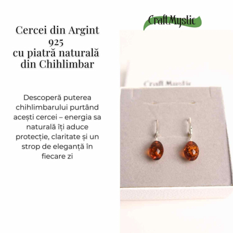 Cercei Ovali din argint 925 cu Chihlimbar Natural – Protectie si Eleganta [2]