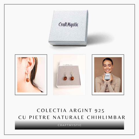 Cercei Ovali din argint 925 cu Chihlimbar Natural – Protectie si Eleganta [6]