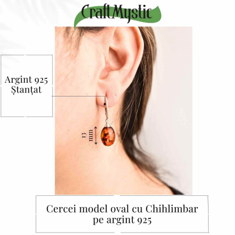 Cercei Ovali din argint 925 cu Chihlimbar Natural – Protectie si Eleganta [3]