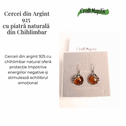 Cercei Argint 925 cu Chihlimbar - Eleganta si Protectie Naturala [4]