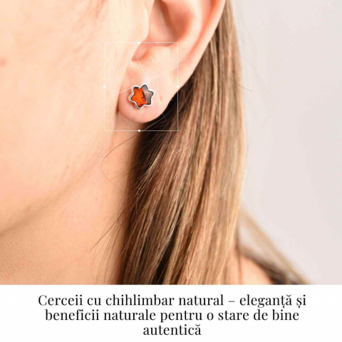 Cercei Steluta din argint 925 cu Chihlimbar Natural – Protectie si Eleganta [1]