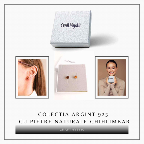 Cercei Argint 925 cu Chihlimbar Bobita - Eleganta si Energie Pozitiva [6]