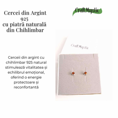 Cercei Argint 925 cu Chihlimbar Bobita - Eleganta si Energie Naturala [4]