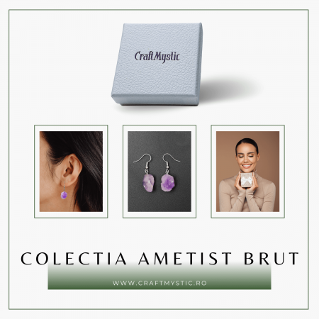 Cercei Argintii cu Ametist Natural Brut in Forma Neregulata [7]