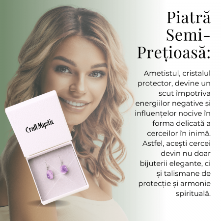 Cercei Argintii cu Ametist Natural Brut in Forma Neregulata [6]