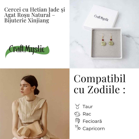Cercei cu Hetian Jade si Agat Rosu Natural – Echilibru si Protectie Spirituala [4]