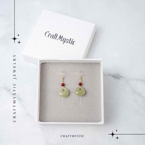 Cercei cu Hetian Jade si Agat Rosu Natural – Echilibru si Protectie Spirituala [6]