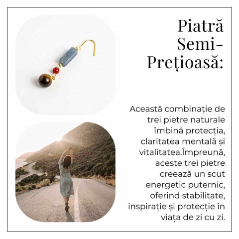 Cercei cu Lapis Lazuli, Agat Rosu si Ochi de Tigru - Energie si Protectie [5]