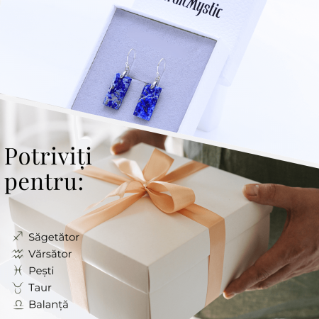 Cercei cu Pietre Semipretioase Lapis Lazuli dreptunghiulari tortita argintie, pentru claritate si echilibru [4]