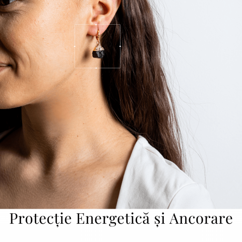 Cercei Aurii cu Turmalina Bruta Naturala – Protectie Energetica [1]