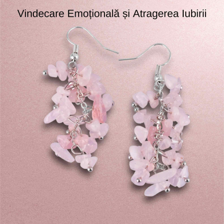 Cercei Delicati cu pietre polisate Cuart Roz - Frumusete Pura si Armonie Emotionala [2]