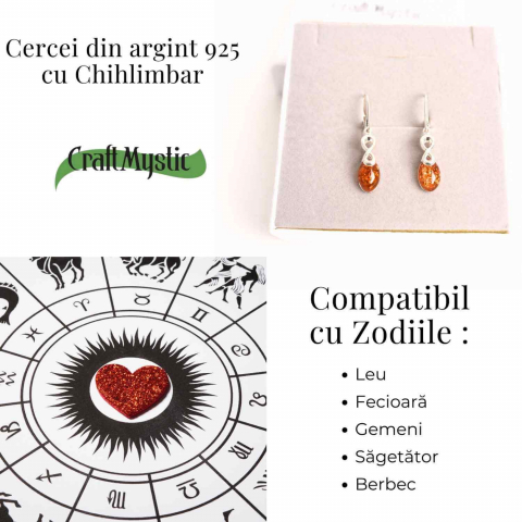 Cercei din Argint 925 cu Chihlimbar - Simbolul Infinit pentru Echilibru si Eleganta [6]