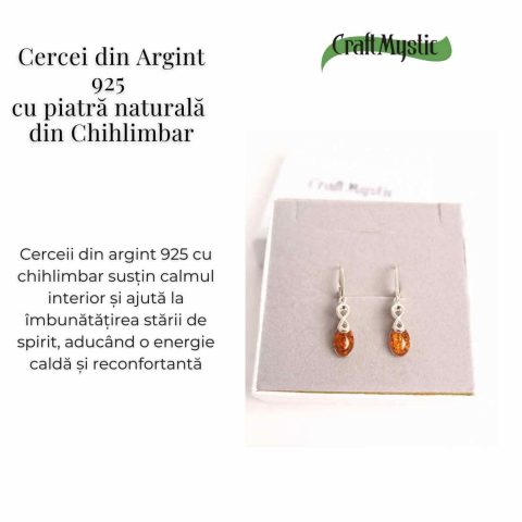 Cercei din Argint 925 cu Chihlimbar - Simbolul Infinit pentru Echilibru si Eleganta [4]