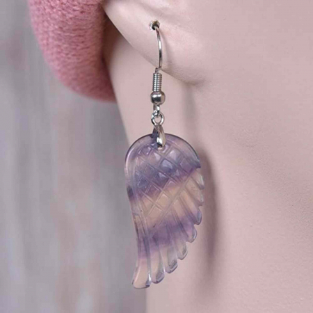 Cercei din cristal Flourit, forma aripi de inger si saculet satin inclus - Pentru protectie [3]