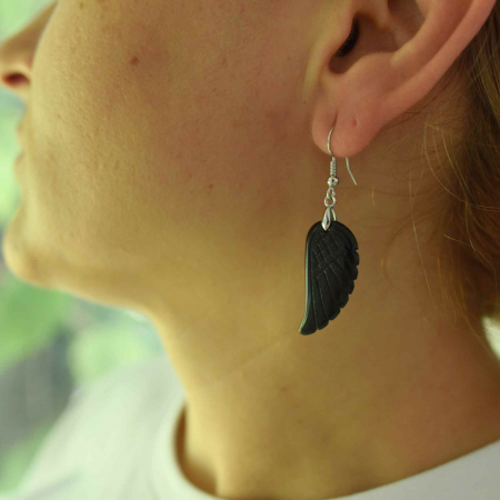 Cercei aripi de inger din piatra semipretioasa Obsidian 3 cm [1]