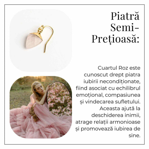 Cercei din Cuart Roz Natural Fatetat - Iubire Si Armonie [5]