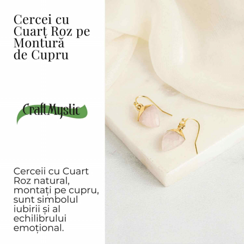 Cercei din Cuart Roz Natural Fatetat - Iubire Si Armonie [4]