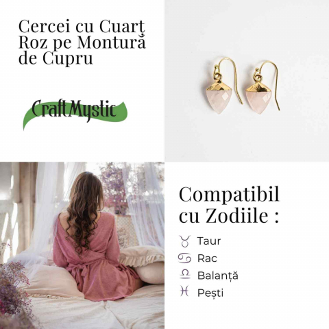 Cercei din Cuart Roz Natural Fatetat - Iubire Si Armonie [6]