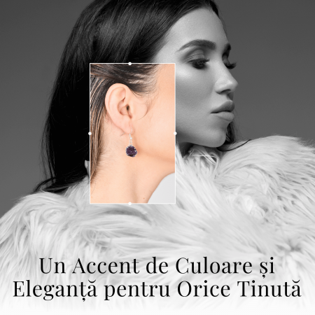 Cercei Argintii cu Ametist Cluster Natural 10-15mm [5]