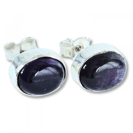 Bijuterii Semiprețioase - Cercei Eleganti cu Ametist Natural inchidere pe surub, pentru calm si echilibru