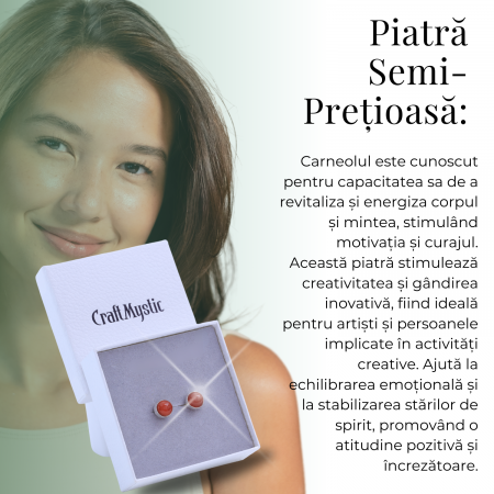 Cercei Eleganti cu Carneol Natural, inchidere pe surub, pentru energie si curaj [5]
