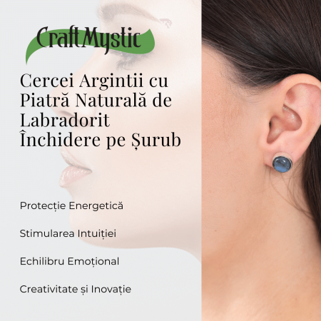 Cercei Eleganti cu piatra Labradorit Natural inchidere pe surub, pentru echilibru si protectie [1]