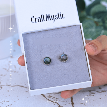 Cercei Eleganti cu piatra Labradorit Natural inchidere pe surub, pentru echilibru si protectie [4]