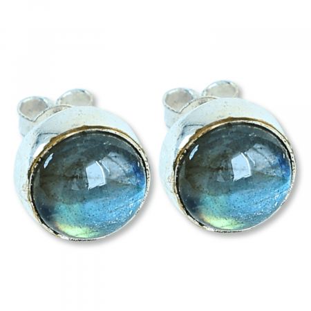 Incredere si Curaj - Cercei Eleganti cu piatra Labradorit Natural inchidere pe surub, pentru echilibru si protectie