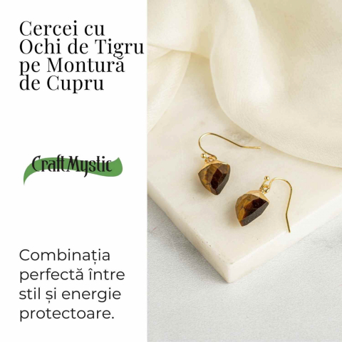Cercei Eleganti cu Ochi de Tigru Natural Fatetat - Protectie si Claritate [2]