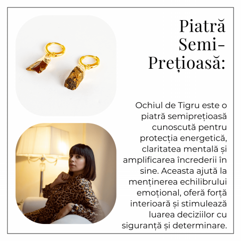 Cercei Aurii cu Ochi de Tigru Brut Natural – Putere si Protectie [5]