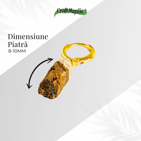 Cercei Aurii cu Ochi de Tigru Brut Natural – Putere si Protectie [3]