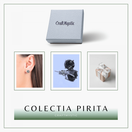Cercei Eleganti cu Pirita Naturala, inchidere pe surub, pentru protectie si noroc [6]